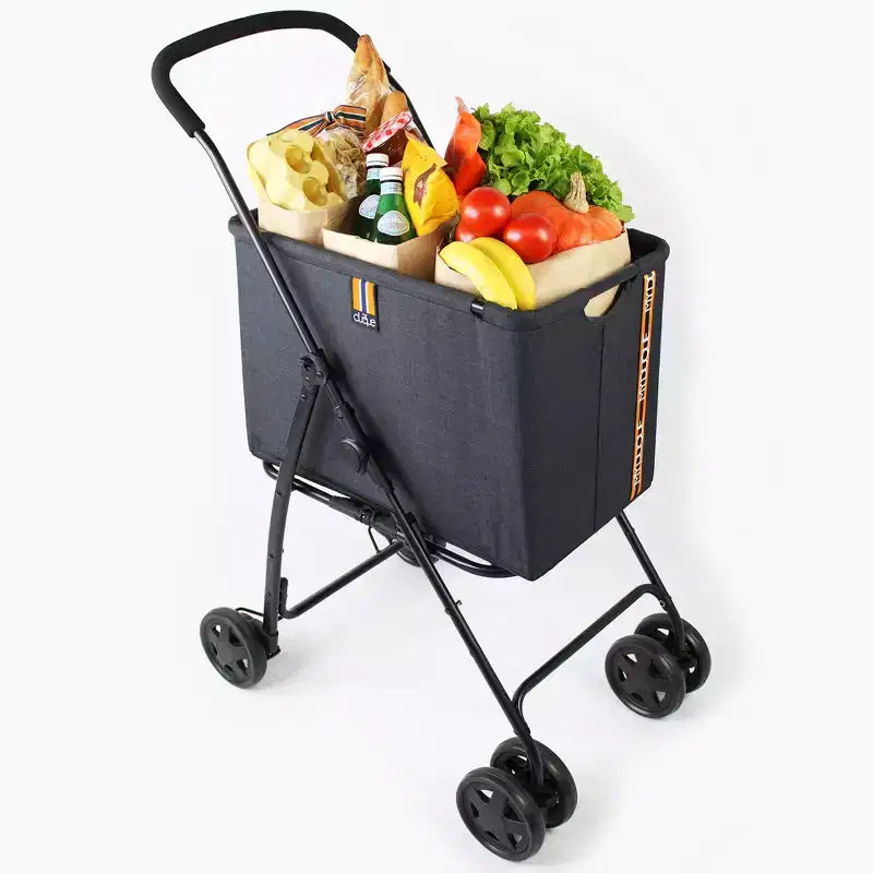 Mon Duque : Poussette de shopping Mila - Noir chiné - Chariot utilitaire à roulettes