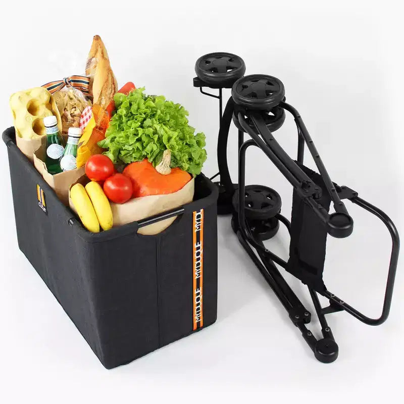 Mon Duque : Poussette de shopping Mila - Noir chiné - Chariot utilitaire à roulettes