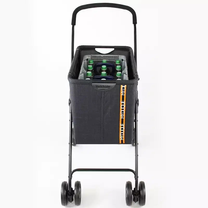 Mon Duque : Poussette de shopping Mila - Noir chiné - Chariot utilitaire à roulettes