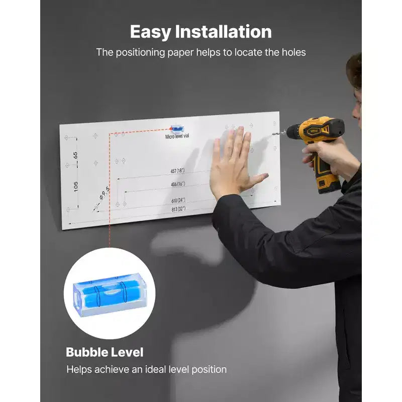 Étagère murale de garage VEVOR à 2 niveaux, étagère murale en acier de 1,64 x 4 pi, 19,68 x 48 pouces par étagère, capacité de poids totale de 560 lb, noir
