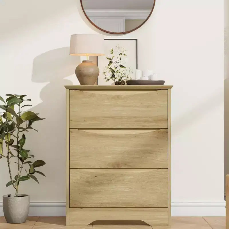 Grande commode en bois à 3 tiroirs, commode moderne de rangement profond, grand placard avec large plateau pour chambre à coucher, salon, couloir, chambre d'enfant