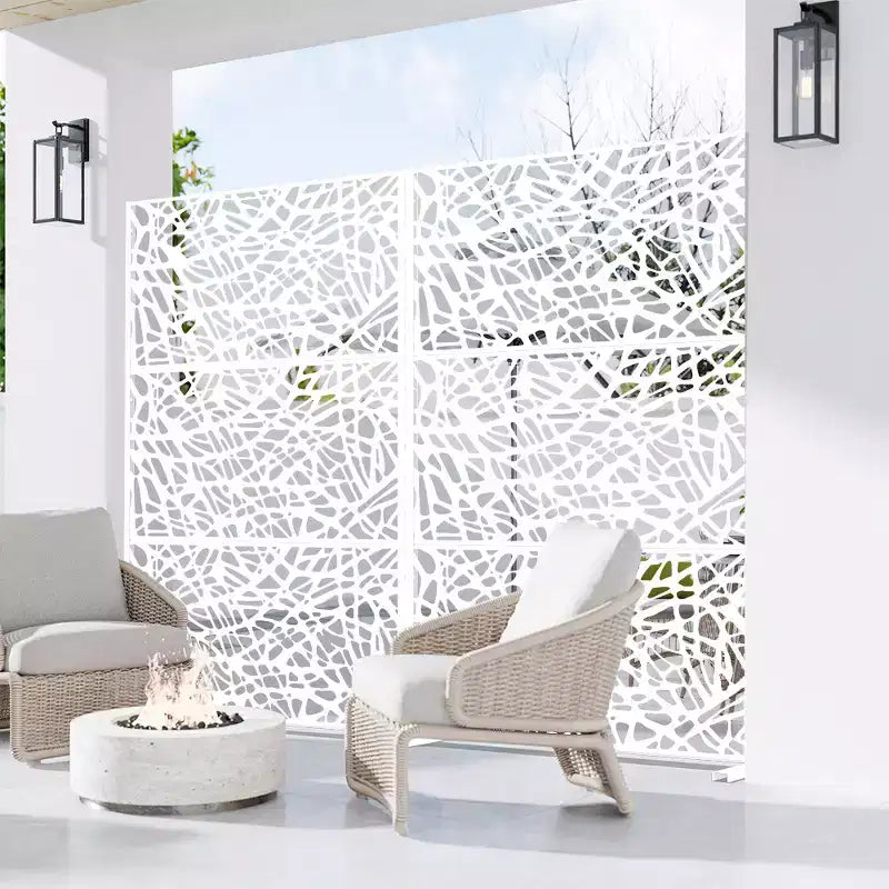 MAYEERTY 72x47 Écran extérieur naturel de panneau d'intimité blanc, ensemble de 3 pièces de séparateur pliant naturel pour cour arrière et jardin