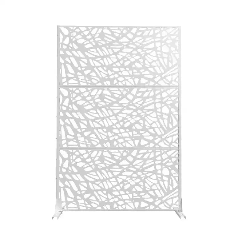 MAYEERTY 72x47 Écran extérieur naturel de panneau d'intimité blanc, ensemble de 3 pièces de séparateur pliant naturel pour cour arrière et jardin