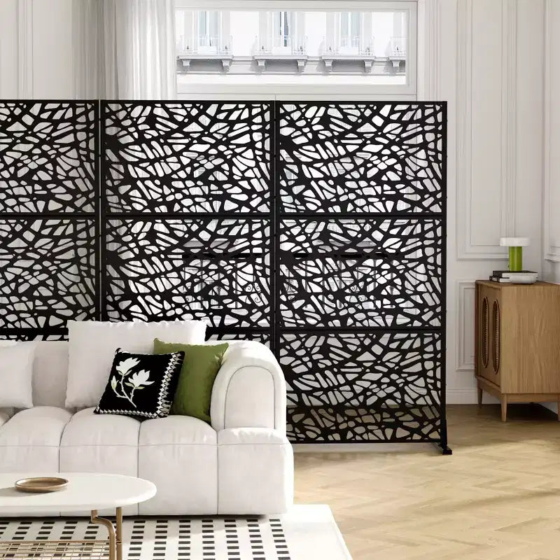 MAYEERTY 72x47 Écran extérieur naturel de panneau d'intimité blanc, ensemble de 3 pièces de séparateur pliant naturel pour cour arrière et jardin
