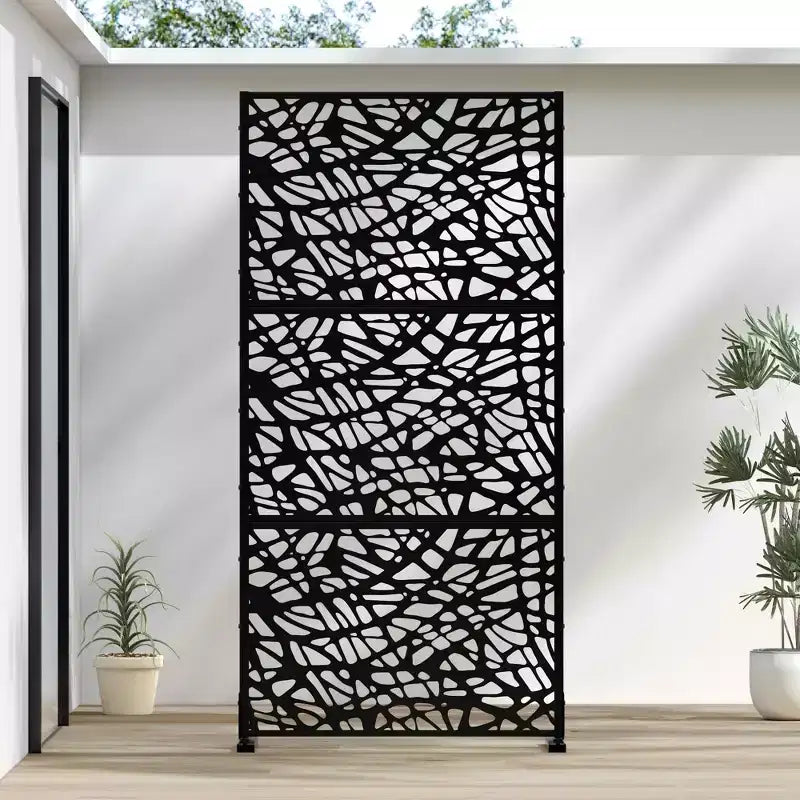 MAYEERTY 72x47 Écran extérieur naturel de panneau d'intimité blanc, ensemble de 3 pièces de séparateur pliant naturel pour cour arrière et jardin