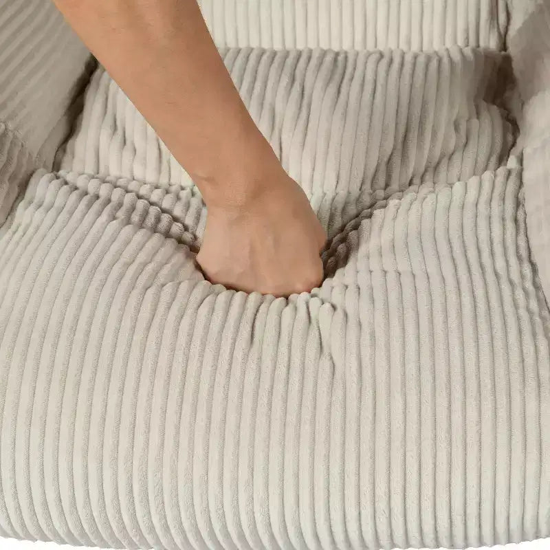 Homy Casa Fauteuil à Bascule d'Appoint en Velours Côtelé, Fauteuil à Bascule Rembourré en Tissu, Beige