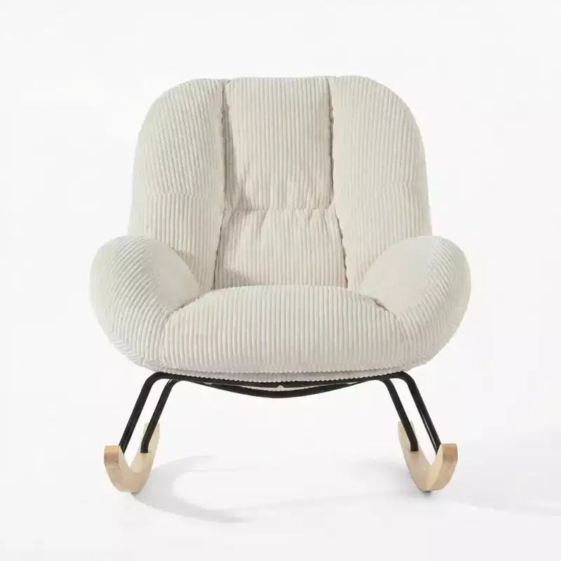 Homy Casa Fauteuil à Bascule d'Appoint en Velours Côtelé, Fauteuil à Bascule Rembourré en Tissu, Beige