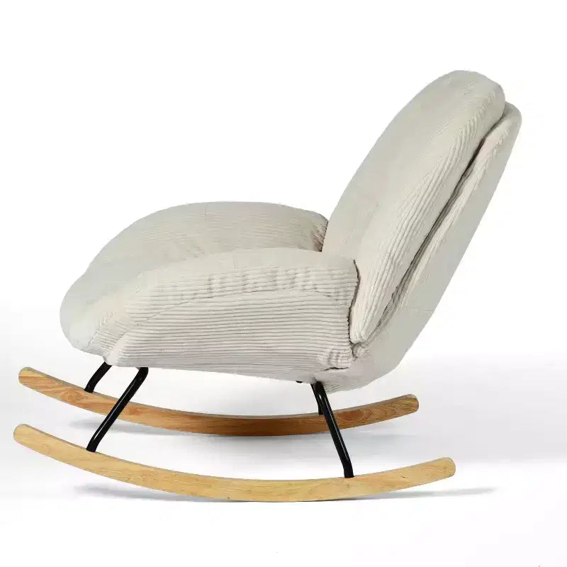 Homy Casa Fauteuil à Bascule d'Appoint en Velours Côtelé, Fauteuil à Bascule Rembourré en Tissu, Beige
