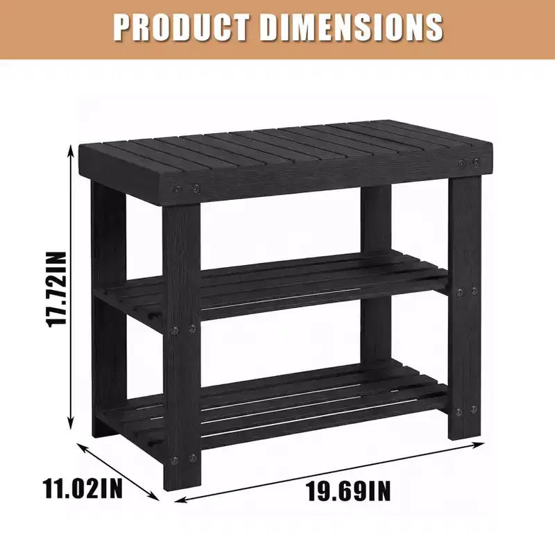 Banc à chaussures en bambou pour entrée avec étagère de rangement à 2 niveaux pour entrée et salon