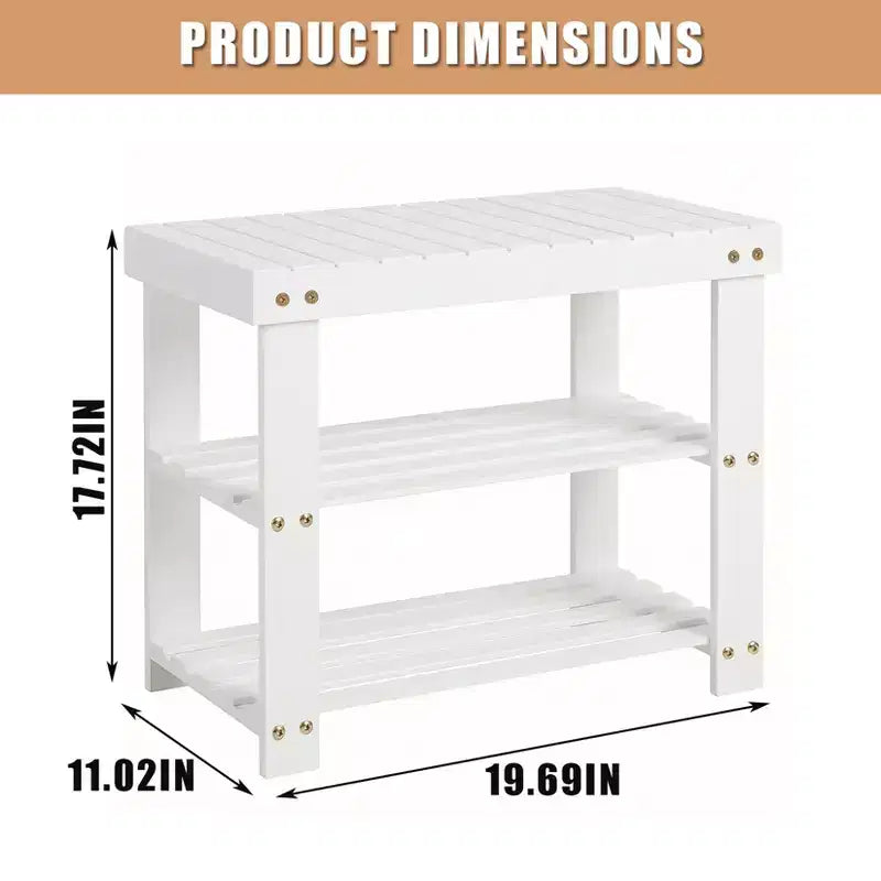 Banc à chaussures en bambou pour entrée avec étagère de rangement à 2 niveaux pour entrée et salon