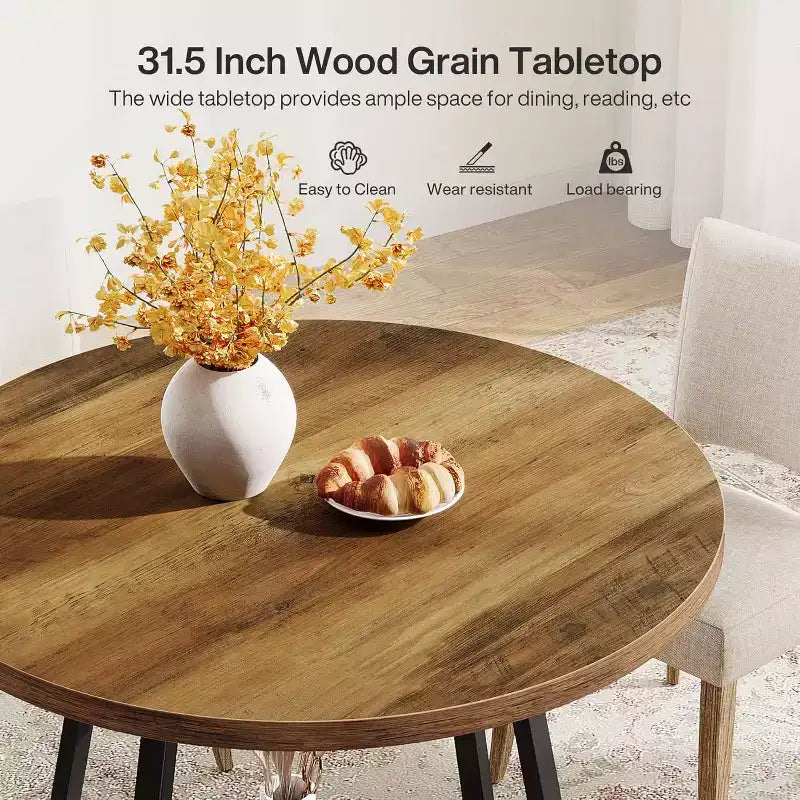 Table à manger ronde Lantine 31,5" pour 2 avec double étagère, petite table de cuisine pour salle à manger, appartement, petit espace