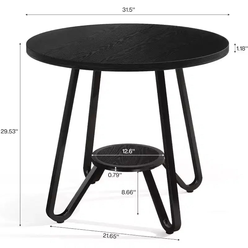 Table à manger ronde Lantine 31,5" pour 2 avec double étagère, petite table de cuisine pour salle à manger, appartement, petit espace