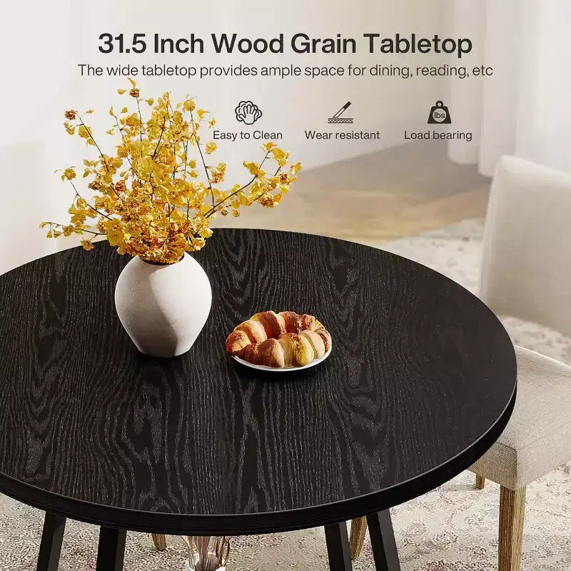 Table à manger ronde Lantine 31,5" pour 2 avec double étagère, petite table de cuisine pour salle à manger, appartement, petit espace
