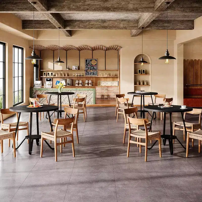 Table à manger ronde Lantine 31,5" pour 2 avec double étagère, petite table de cuisine pour salle à manger, appartement, petit espace