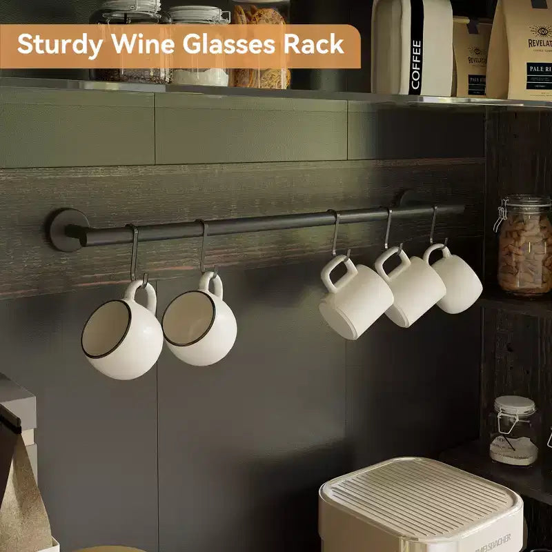COZONY Meuble Bar à Café 72" avec Vitrine, Buffet de Ferme avec Support Micro-ondes, Casier à Vin et Étagères de Rangement