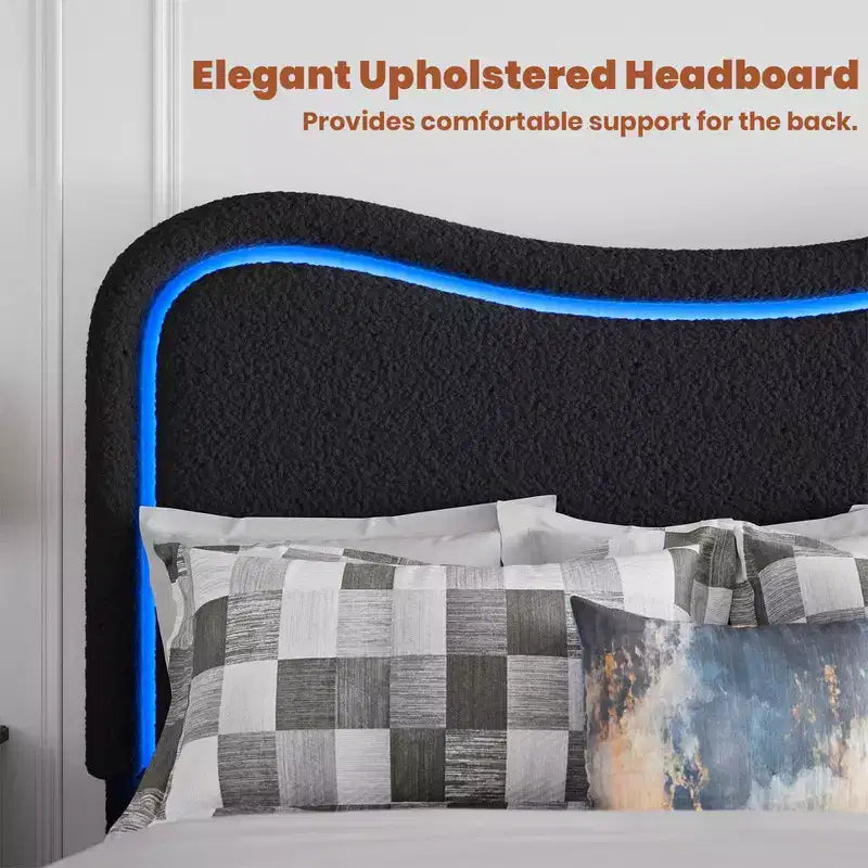 Coolmee Cadres de lit capitonnés pour enfants avec 2 tiroirs et tête de lit, joli lit jumeau avec rangement pour filles, garçons, lit plateforme robuste
