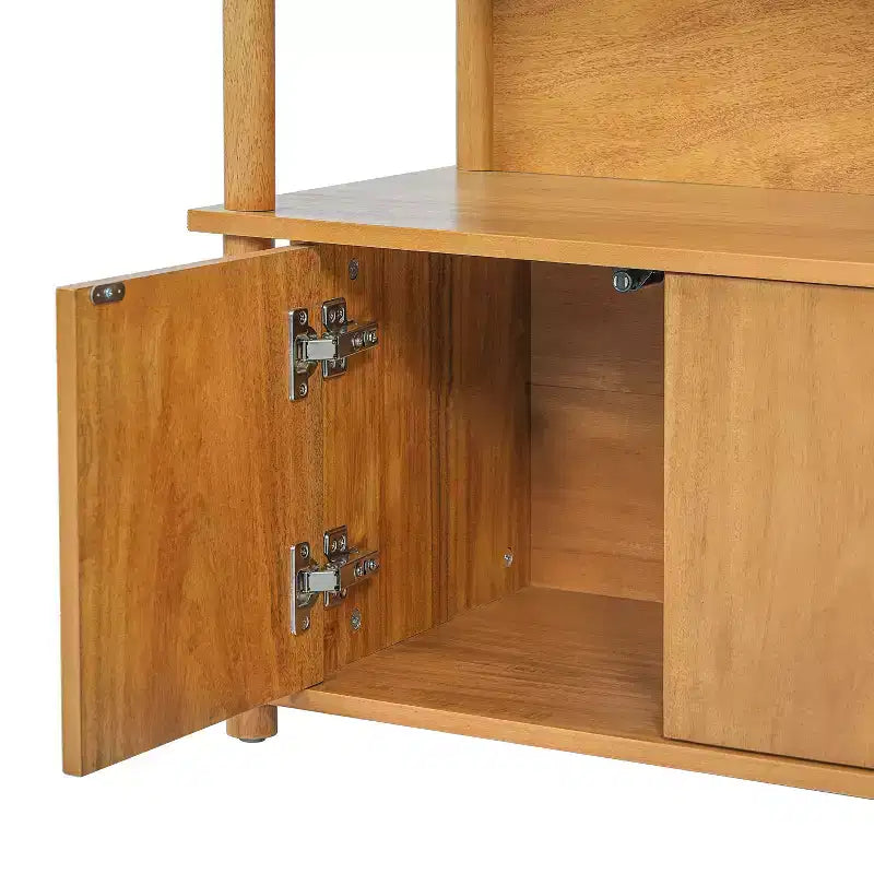 Table de chevet moderne en bois Christopher Knight Home Sawyer avec armoire de rangement et étagères ouvertes