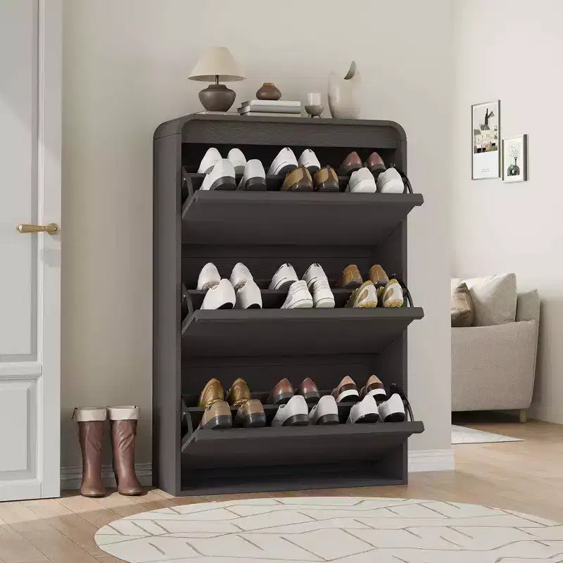 Meuble à chaussures Acekool à 3 tiroirs basculants avec étagères réglables, organisateur de chaussures fin pour entrée