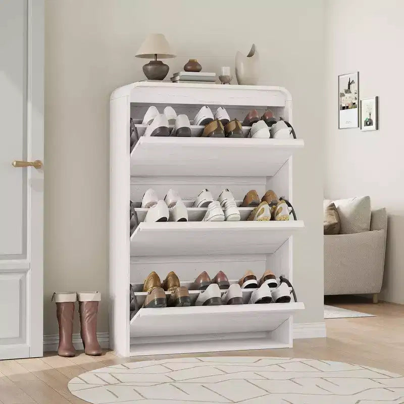 Meuble à chaussures Acekool à 3 tiroirs basculants avec étagères réglables, organisateur de chaussures fin pour entrée