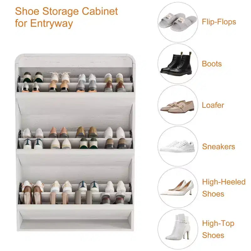 Meuble à chaussures Acekool à 3 tiroirs basculants avec étagères réglables, organisateur de chaussures fin pour entrée