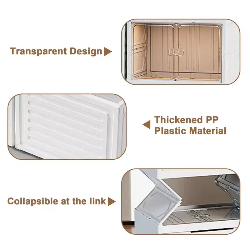 Boîte de rangement à chaussures transparente et empilable avec porte magnétique, organisateur de chaussures pliable en plastique, aucune installation requise pour le rangement des baskets