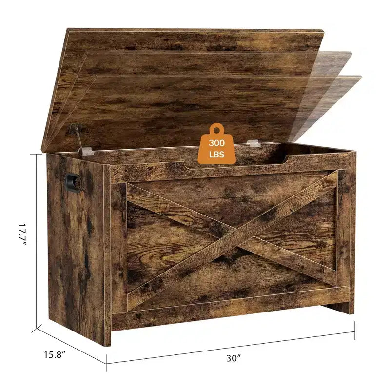 Grand coffre de rangement en bois, Coffre d'entrée multifonctionnel, Charnières de sécurité et poignées latérales, Montage facile, pour chambre à coucher, salon