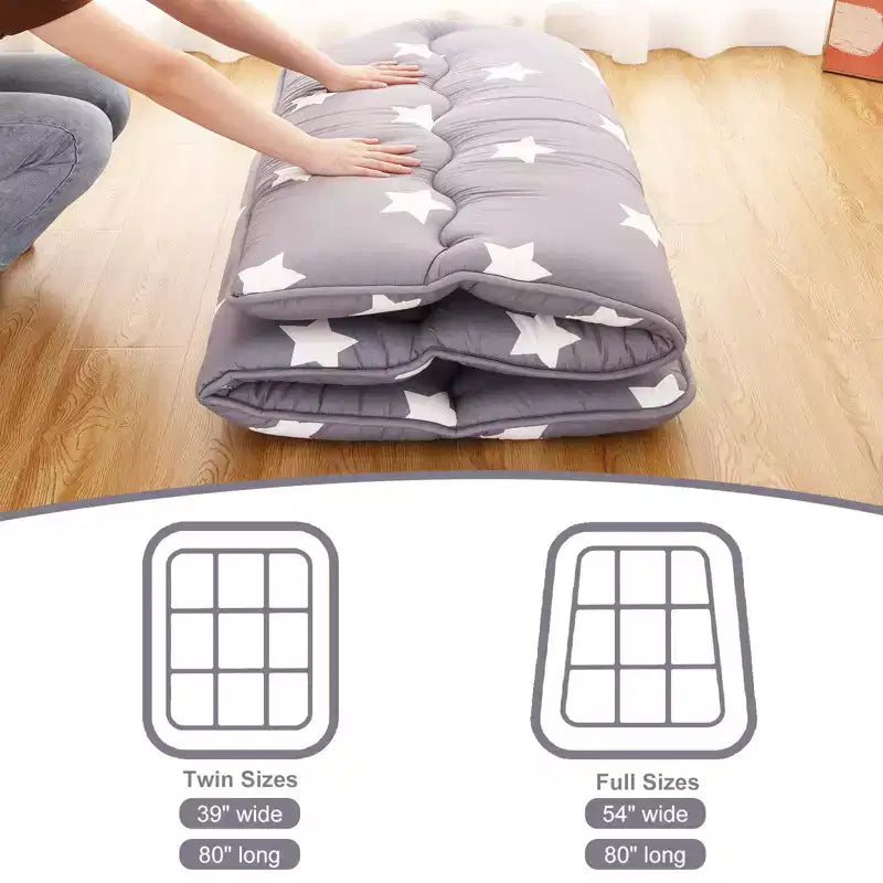 Matelas de sol futon japonais pliable, tapis de tatami pliant et lit de sol portable pour adultes, imprimé étoile