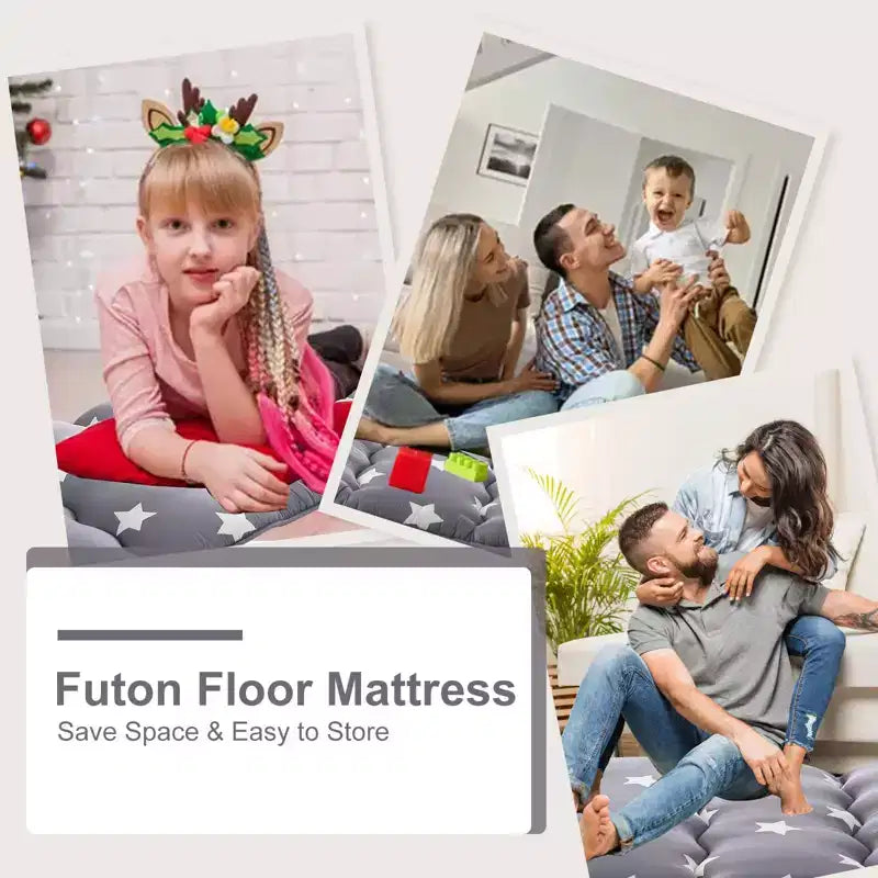 Matelas de sol futon japonais pliable, tapis de tatami pliant et lit de sol portable pour adultes, imprimé étoile