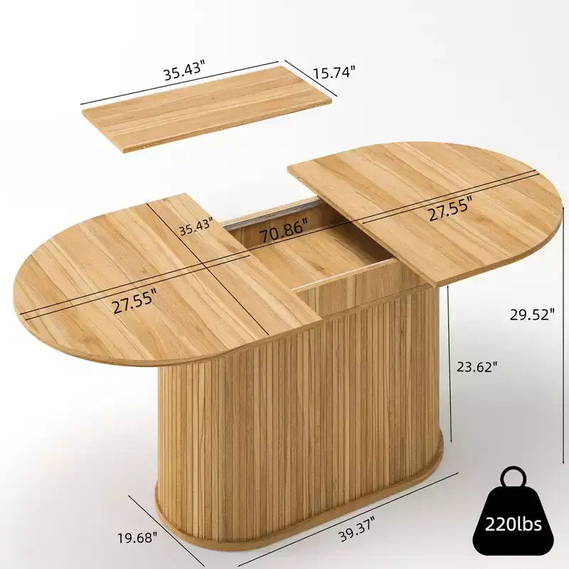 Table à manger extensible GDFStudio Aditi moderne 140 - 180 cm avec piètement central rayé