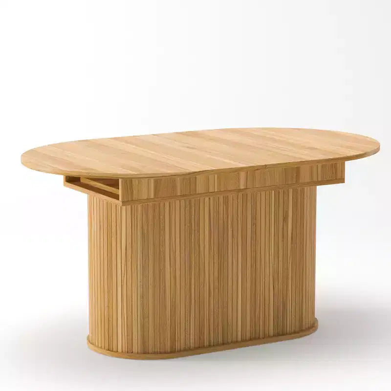 Table à manger extensible GDFStudio Aditi moderne 140 - 180 cm avec piètement central rayé