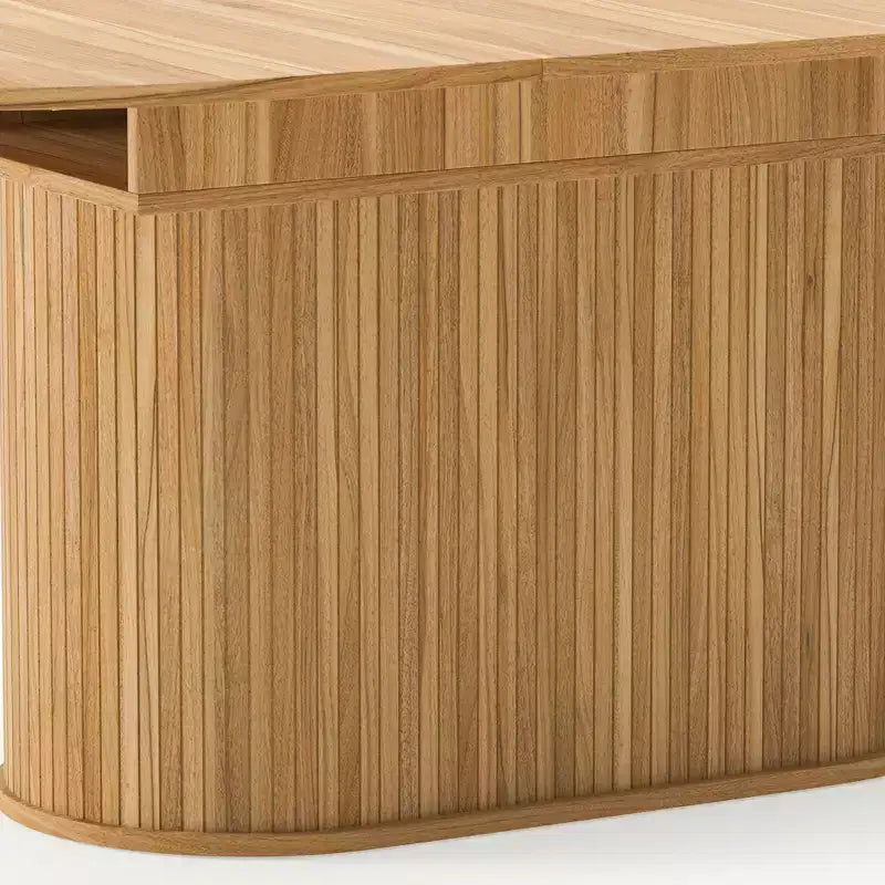 Table à manger extensible GDFStudio Aditi moderne 140 - 180 cm avec piètement central rayé