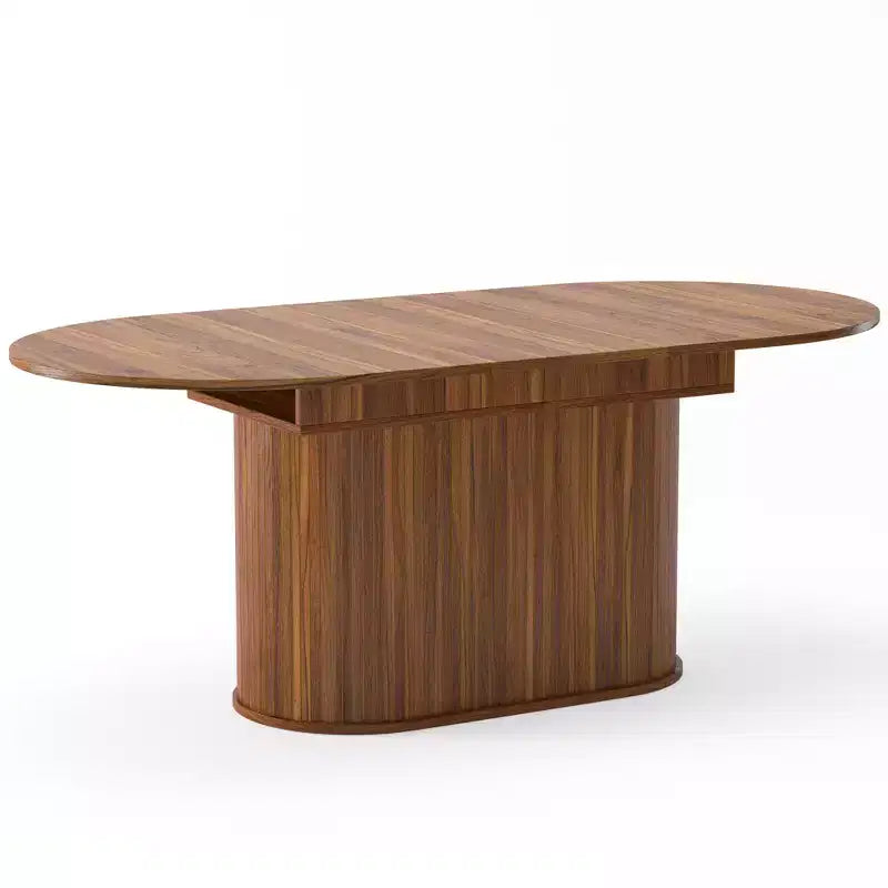 Table à manger extensible GDFStudio Aditi moderne 140 - 180 cm avec piètement central rayé