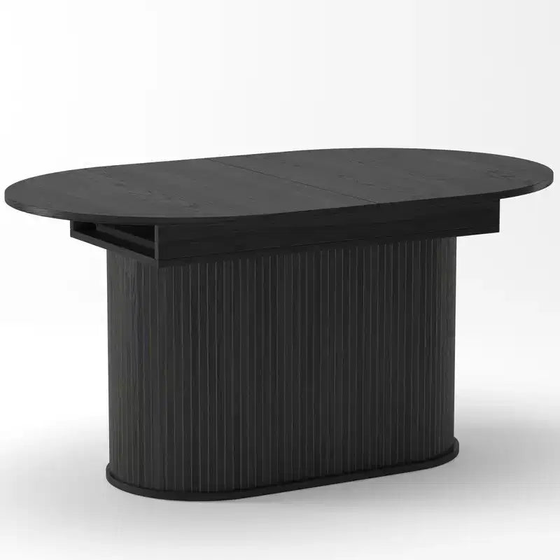 Table à manger extensible GDFStudio Aditi moderne 140 - 180 cm avec piètement central rayé