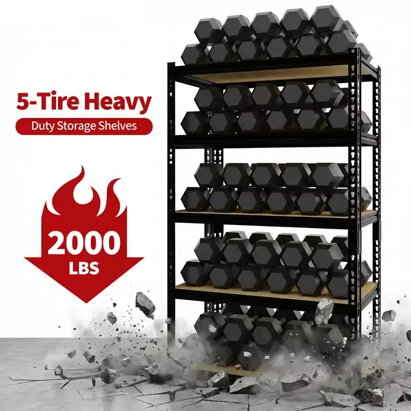Étagère de rangement en métal à 5 niveaux de 29,5 po de largeur, robuste, réglable, pour garage, capacité de 2000 lb, étagère utilitaire organisatrice