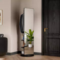 69 Full Length Mirror with Stand, 360 Rotating Solid Wood Freestanding Mirror with Hooks & Coat Rack for Bedroom or Living Room-Panipeachy