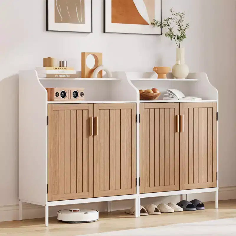 Scarpiera moderna a 4 ripiani in legno con 3 mensole regolabili, mobiletto indipendente per corridoio/ingresso