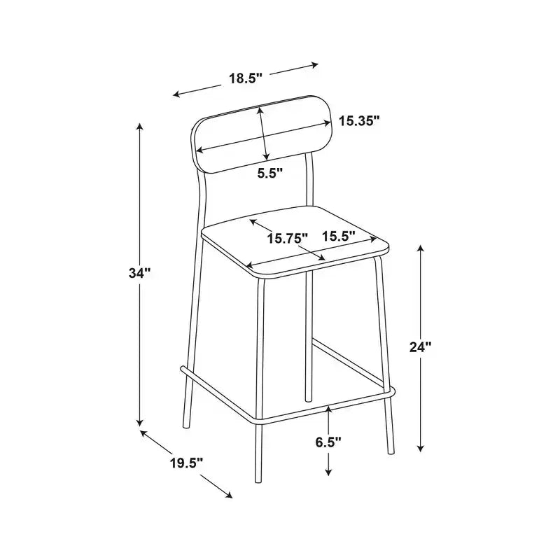 Lot de 2 tabourets de comptoir 61 cm en bois avec base en métal et repose-pieds naturel - Room Essentials™