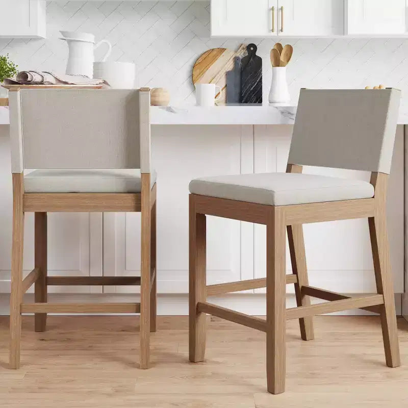 Nathan James Lot de 2 tabourets de bar Linus Beige/Marron clair