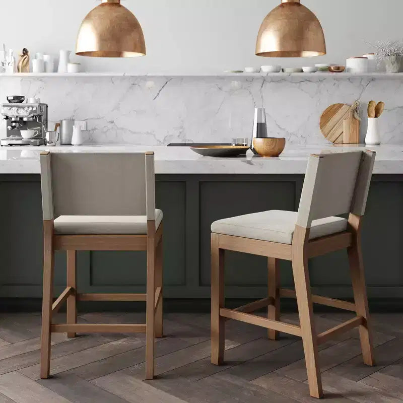 Nathan James Lot de 2 tabourets de bar Linus Beige/Marron clair