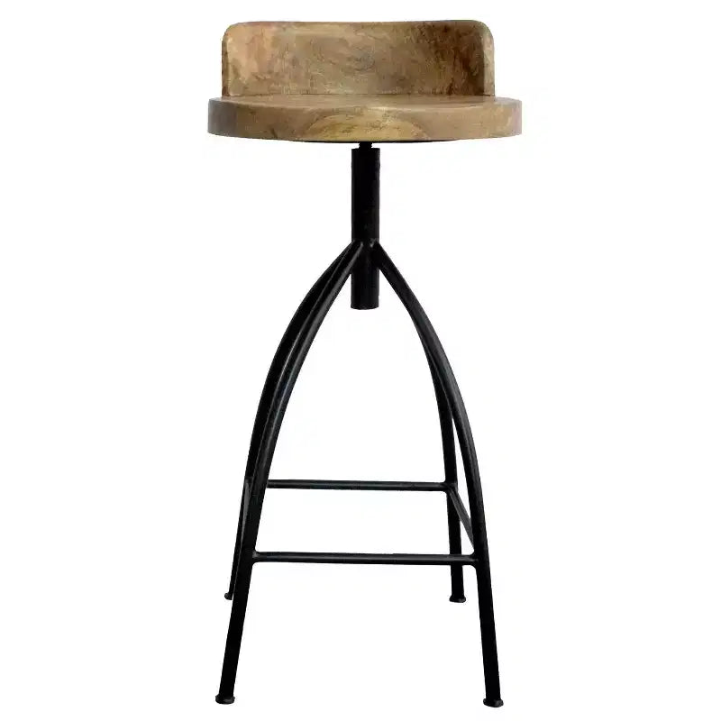 The Urban Port 30-35" Industrial Style Adjustable Swivel Stool with Backrest and Height Options Brown/Black