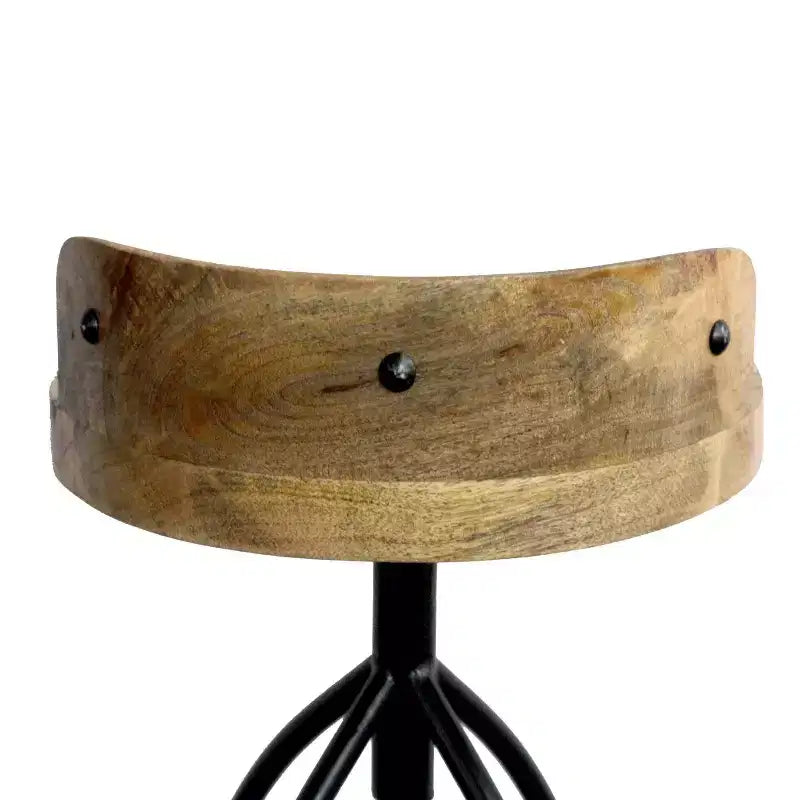 The Urban Port 30-35" Industrial Style Adjustable Swivel Stool with Backrest and Height Options Brown/Black