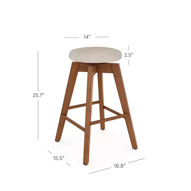 Nathan James Lot de 2 tabourets de bar Amalia pivotants hauteur comptoir beige/marron moyen