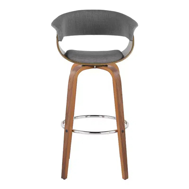Set of 2 Vintage Modern Barstools Walnut/Chrome/Light Gray - LumiSource
