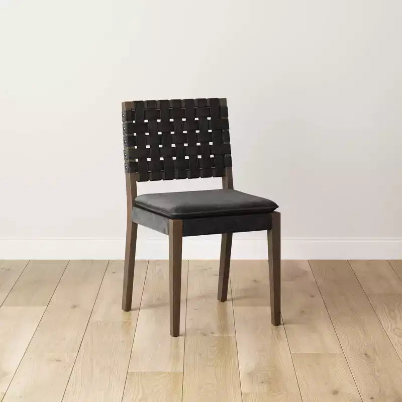 Chaise de salle à manger Nathan James Cohen en similicuir noir