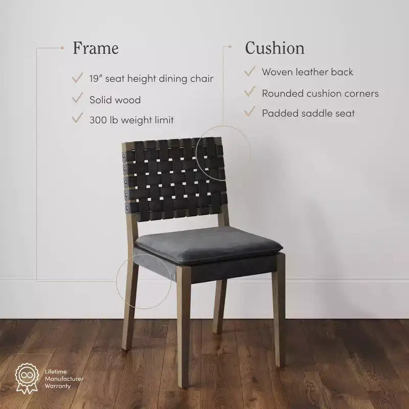 Chaise de salle à manger Nathan James Cohen en similicuir noir