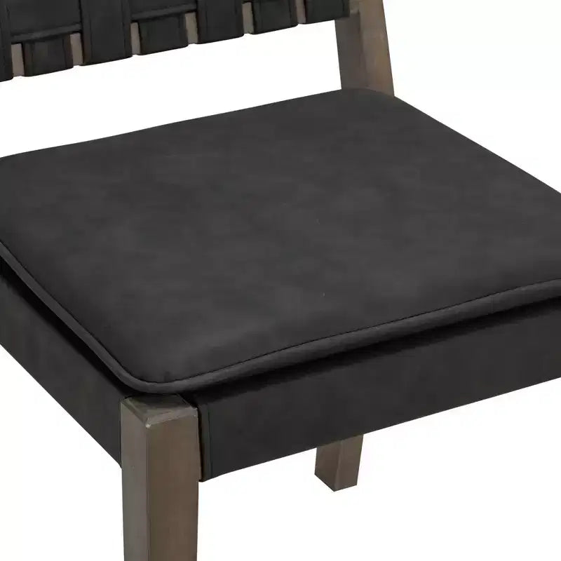Chaise de salle à manger Nathan James Cohen en similicuir noir