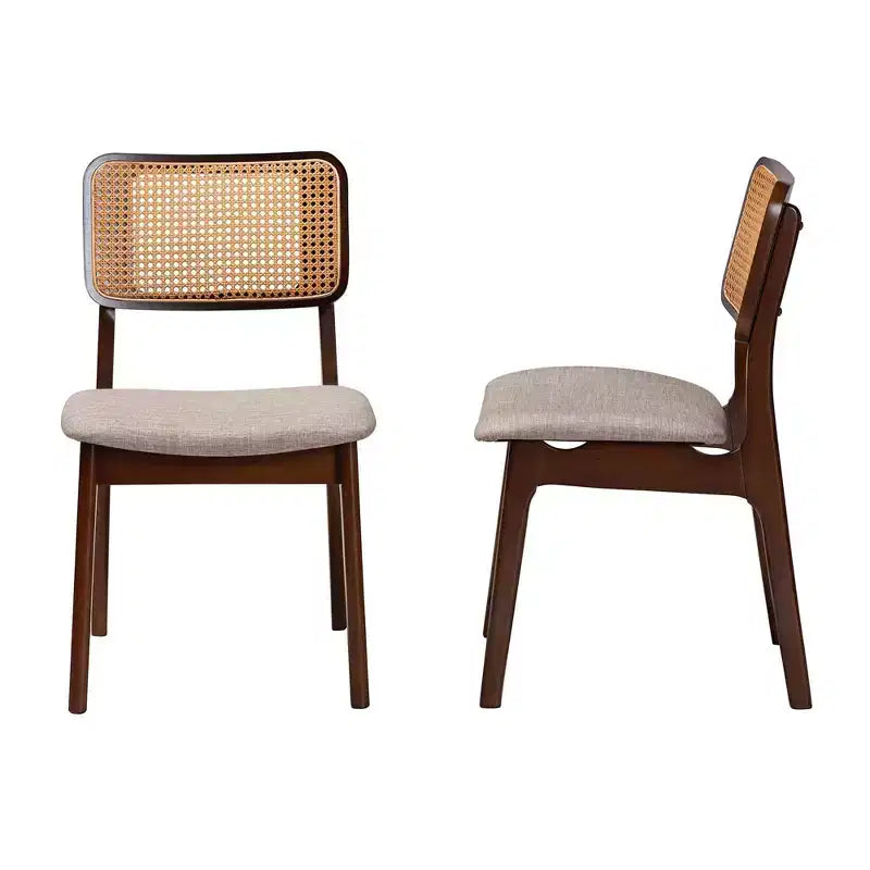 Baxton Studio Baxton Studio 2pc Dannon Fabric and Wood Dining Chairs Gray/Walnut Brown/Light Brown: Polyester Upholstery, Rubberwood Frame