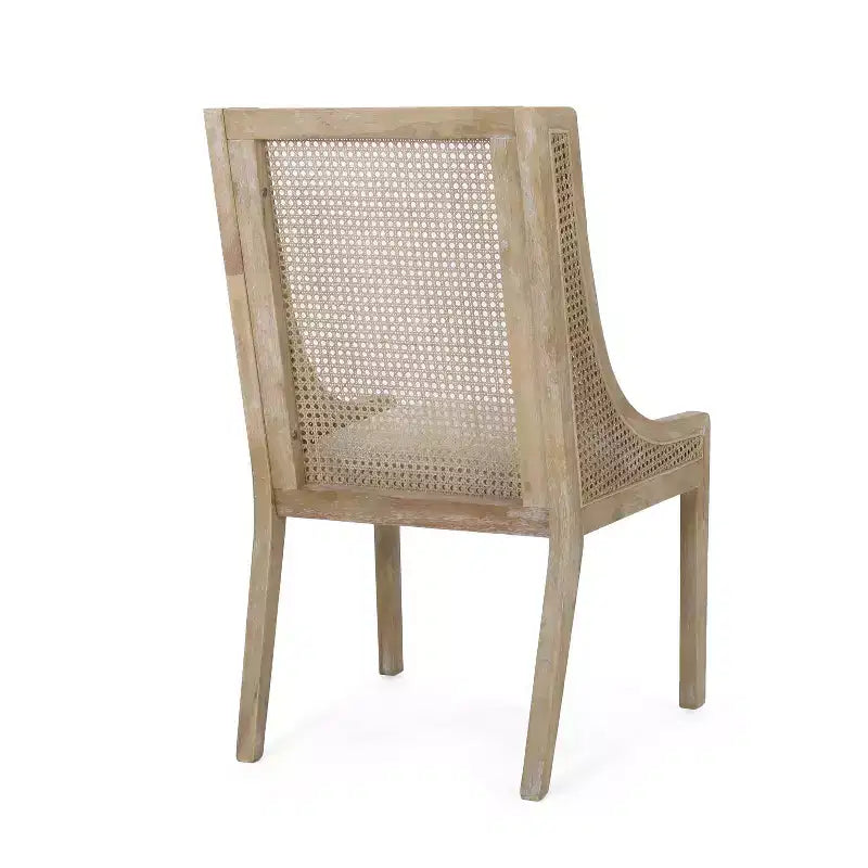 Christopher Knight Home Set of 2 Maurers Cane and Wood Upholstered Dining Chairs Beige/Natural