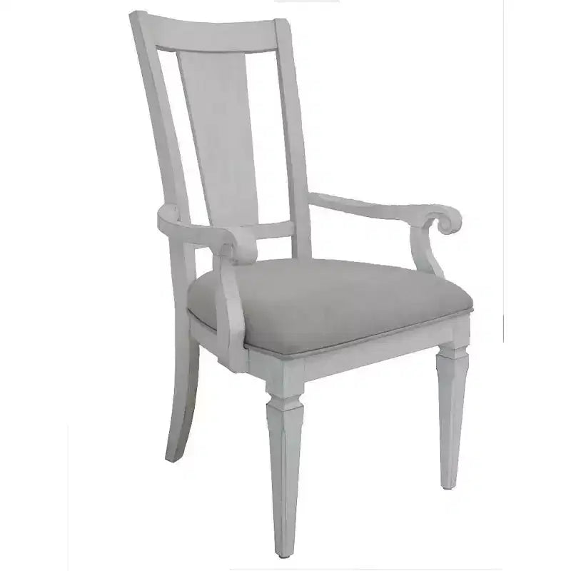 Acme Furniture Katia Dining Chair Light Gray Linen/Weathered White Finish
