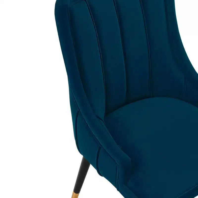 Set of 2 Eda Modern Velvet Upholstered Dining Chairs Midnight Blue - Manhattan Comfort